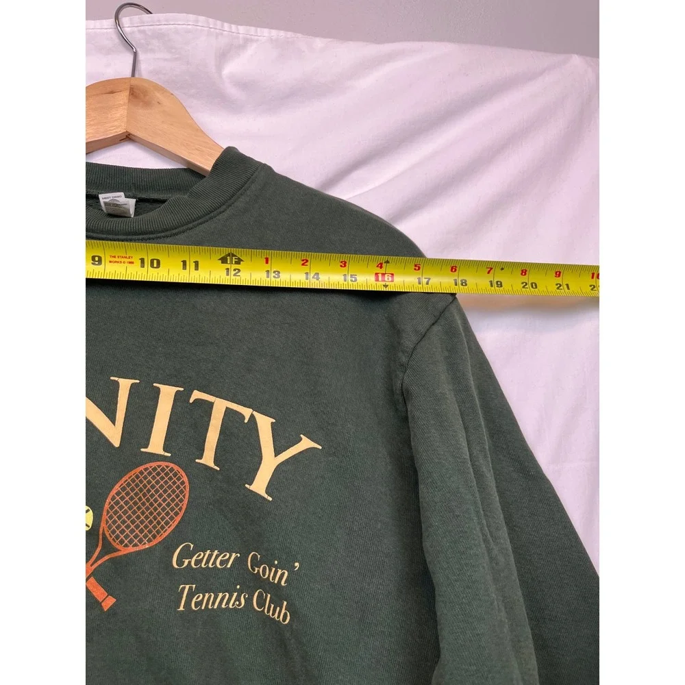 Trinity The Label Tennis‎ Club Crewneck Green Heavy Fleece S/M Retro Sporty